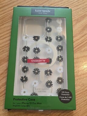 kate spade Clear Floral MagSafe Case for iPhone 15 Pro Max - Black & White
